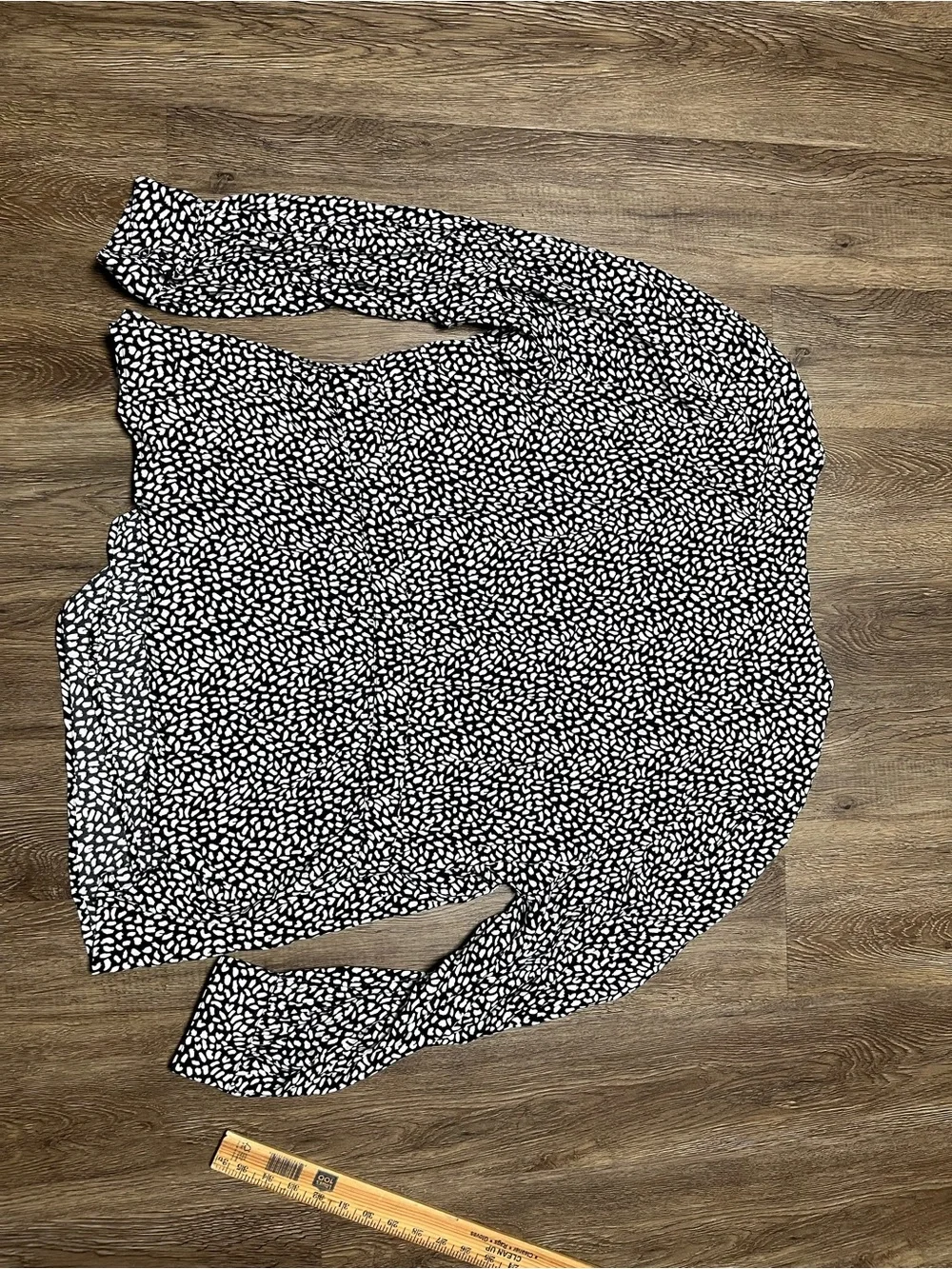 Talbots Black & White Patterned V-Neck Wrap Blouse - Women Tops